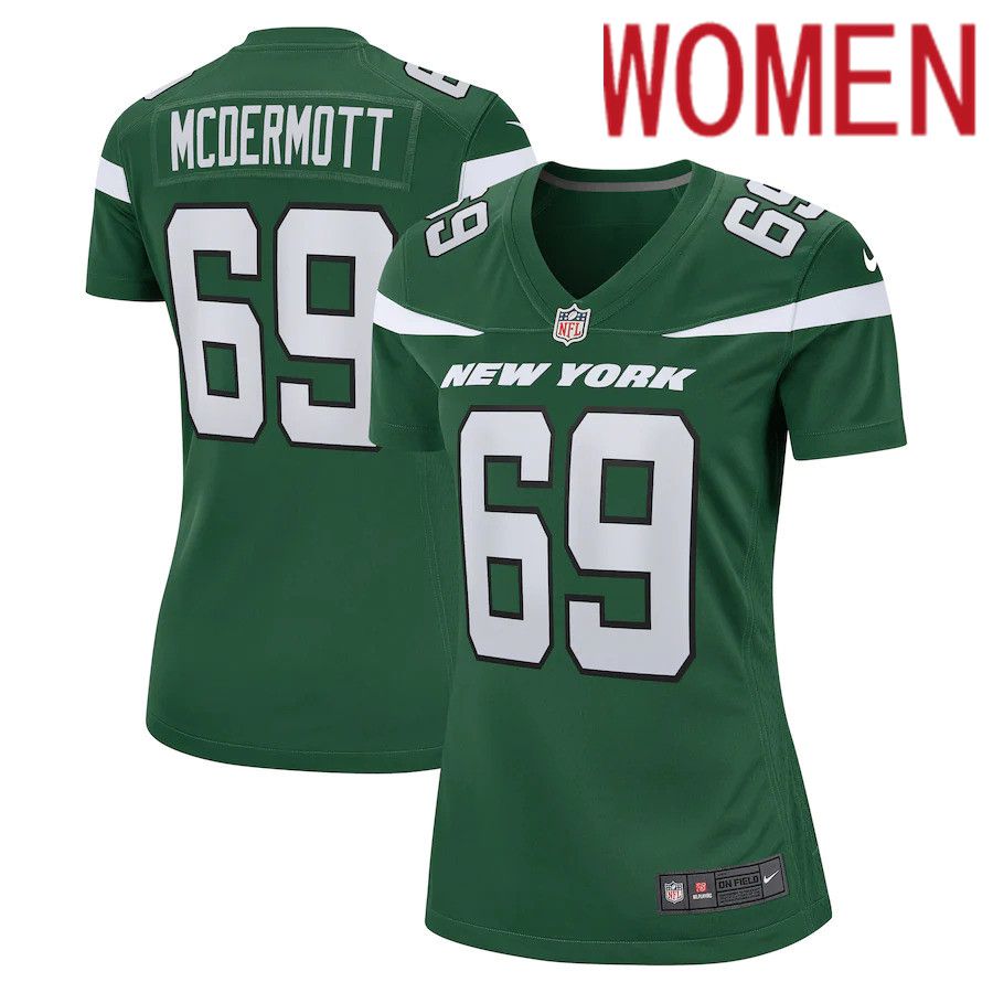 Women New York Jets #69 Conor McDermott Nike Gotham Green Game NFL Jersey->women nfl jersey->Women Jersey